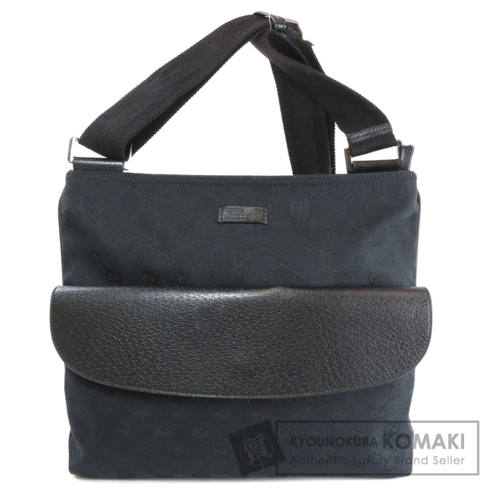Gucci GG Shoulder Bag Canvas Leather Black